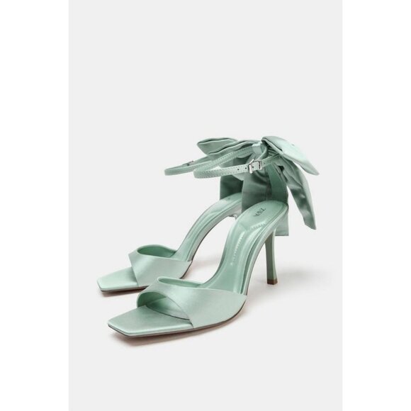 ZARA MAXI BOW HEELED SANDALS - Picture 1 of 6